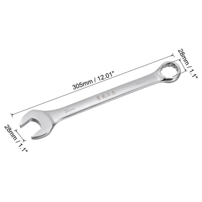 Harfington Uxcell Metric 28mm 12-Point Box Open End Combination Wrench Chrome Finish, Cr-V