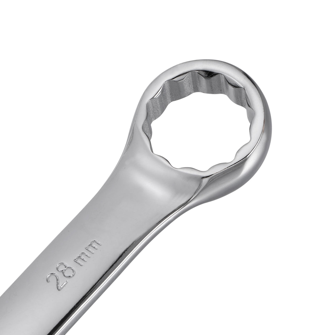 uxcell Uxcell Metric 28mm 12-Point Box Open End Combination Wrench Chrome Finish, Cr-V