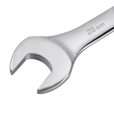 Harfington Uxcell Metric 28mm 12-Point Box Open End Combination Wrench Chrome Finish, Cr-V