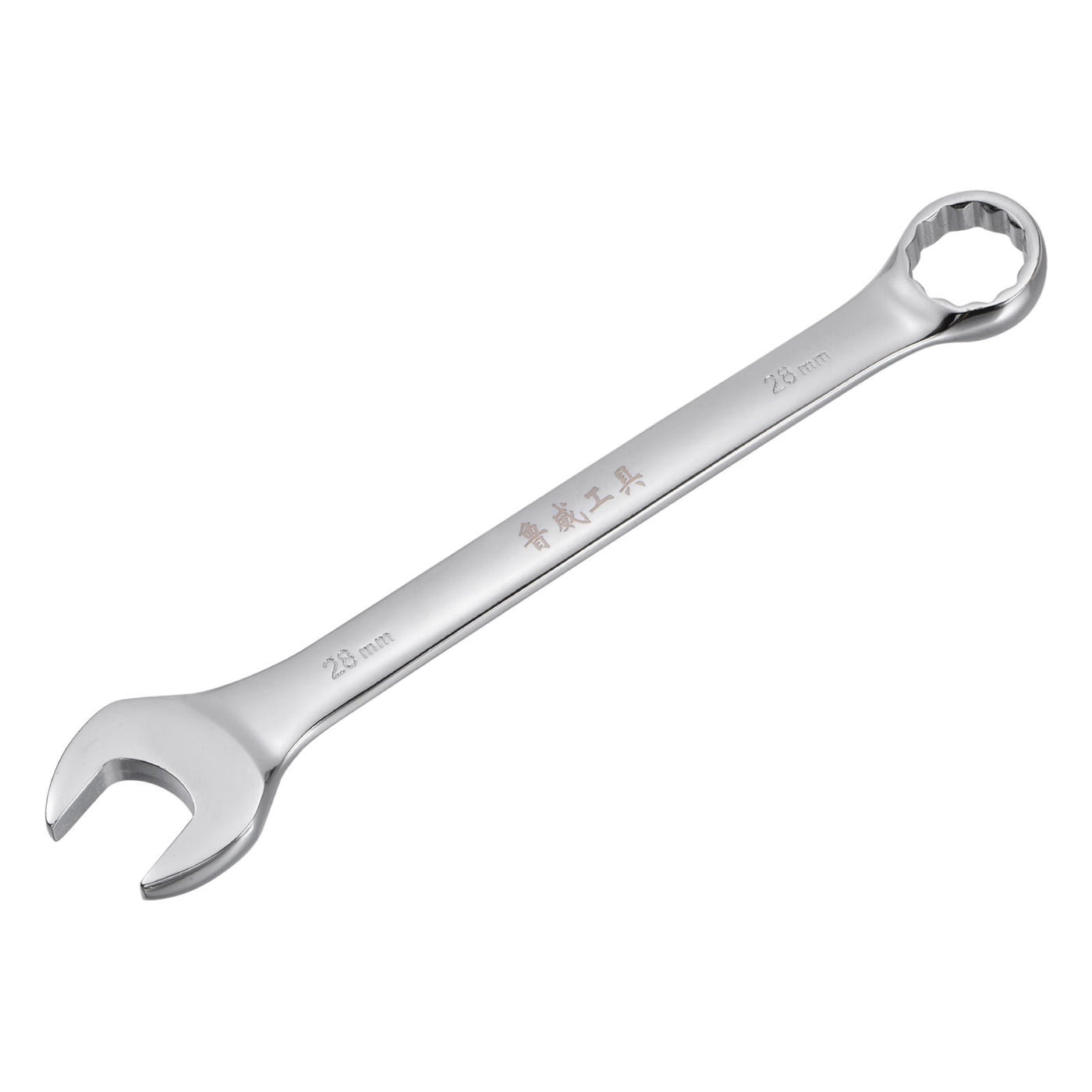 uxcell Uxcell Metric 28mm 12-Point Box Open End Combination Wrench Chrome Finish, Cr-V