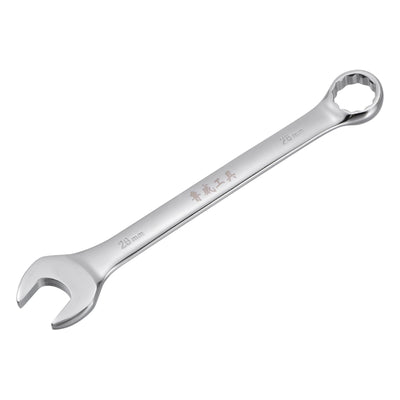 Harfington Uxcell Metric 28mm 12-Point Box Open End Combination Wrench Chrome Finish, Cr-V