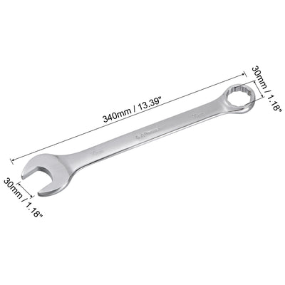 Harfington Uxcell Metric 30mm 12-Point Box Open End Combination Wrench Chrome Finish, Cr-V