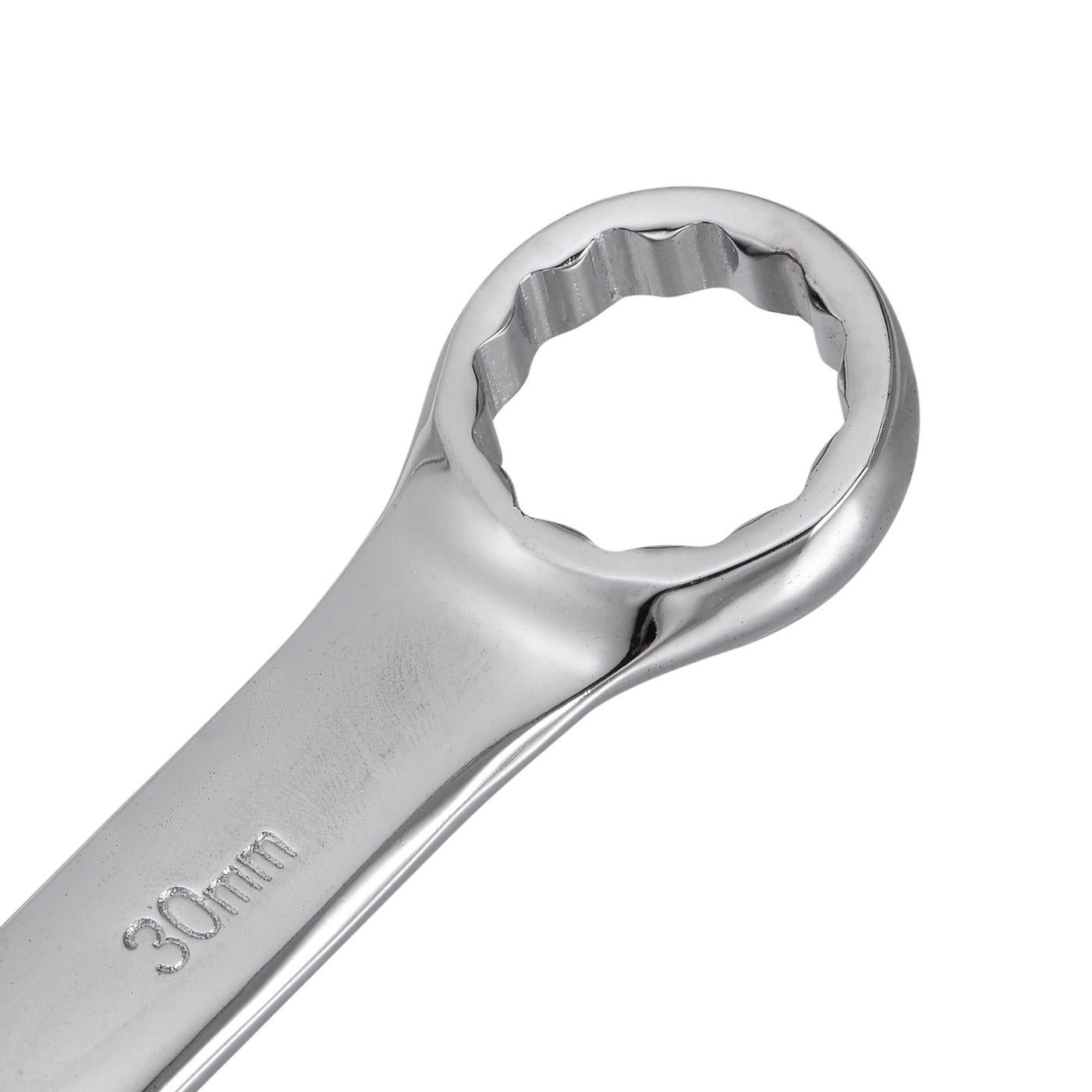 uxcell Uxcell Metric 30mm 12-Point Box Open End Combination Wrench Chrome Finish, Cr-V