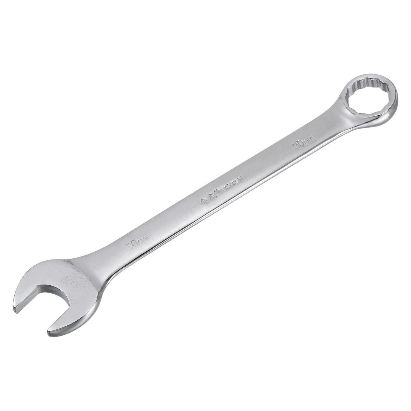 uxcell Uxcell Metric 30mm 12-Point Box Open End Combination Wrench Chrome Finish, Cr-V