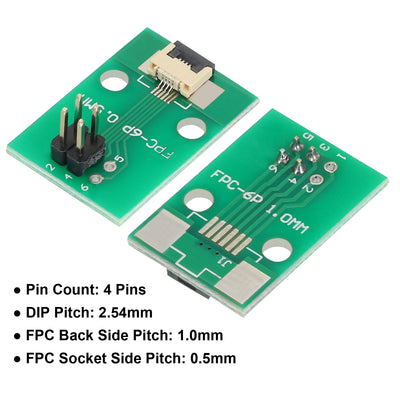 Harfington FFC FPC Connector Board 4 Pin 0.5mm 2.54mm to 1.0mm 2.54mm PCB Converter Board for LCD TVs/Digital Cameras/Laptops