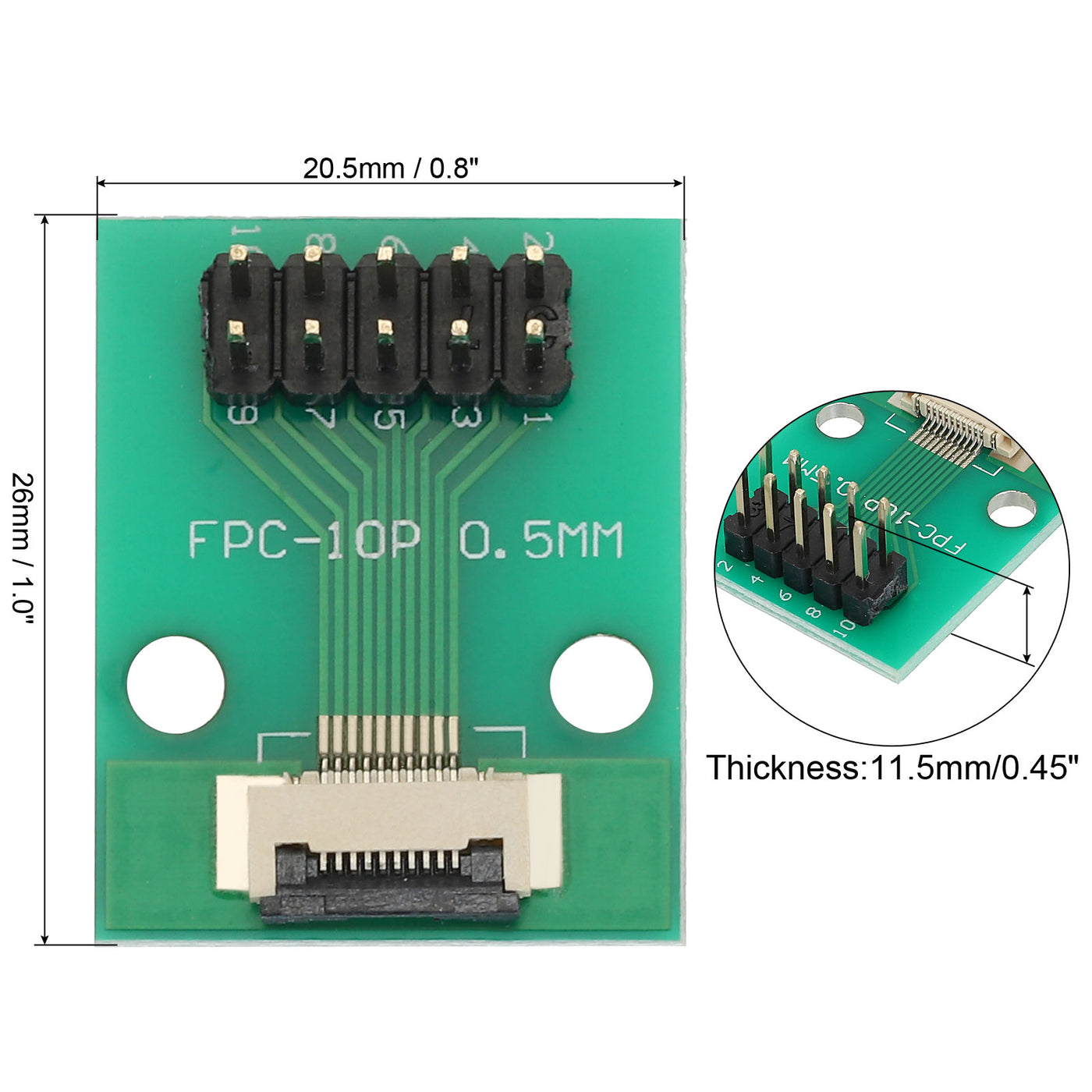 Harfington FFC FPC Connector Board 10 Pin 0.5mm 2.54mm to 1.0mm 2.54mm PCB Converter Board for LCD TVs/Digital Cameras/Laptops