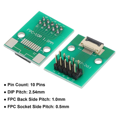 Harfington FFC FPC Connector Board 10 Pin 0.5mm 2.54mm to 1.0mm 2.54mm PCB Converter Board for LCD TVs/Digital Cameras/Laptops