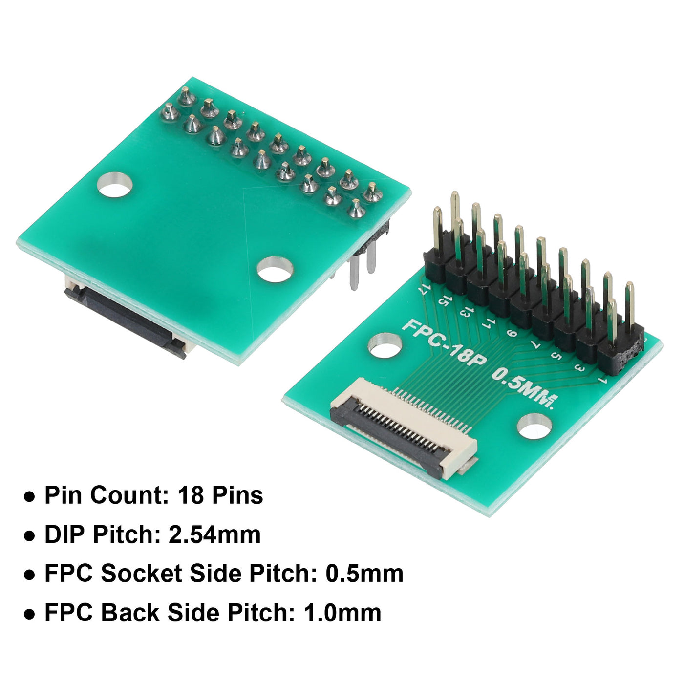 Harfington FFC FPC Connector Board 18 Pin 0.5mm 2.54mm to 1.0mm 2.54mm PCB Converter Board for LCD TVs/Digital Cameras/Laptops