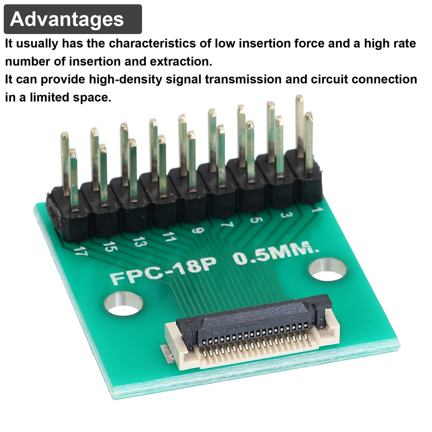 Harfington FFC FPC Connector Board 18 Pin 0.5mm 2.54mm to 1.0mm 2.54mm PCB Converter Board for LCD TVs/Digital Cameras/Laptops