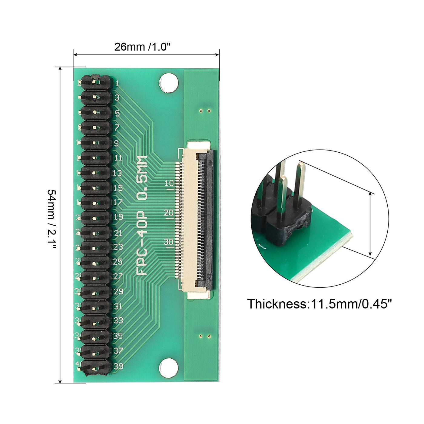 Harfington FFC FPC Connector Board 40 Pin 0.5mm 2.54mm to 1.0mm 2.54mm PCB Converter Board für LCD-TVs/Digitalkameras/Laptops