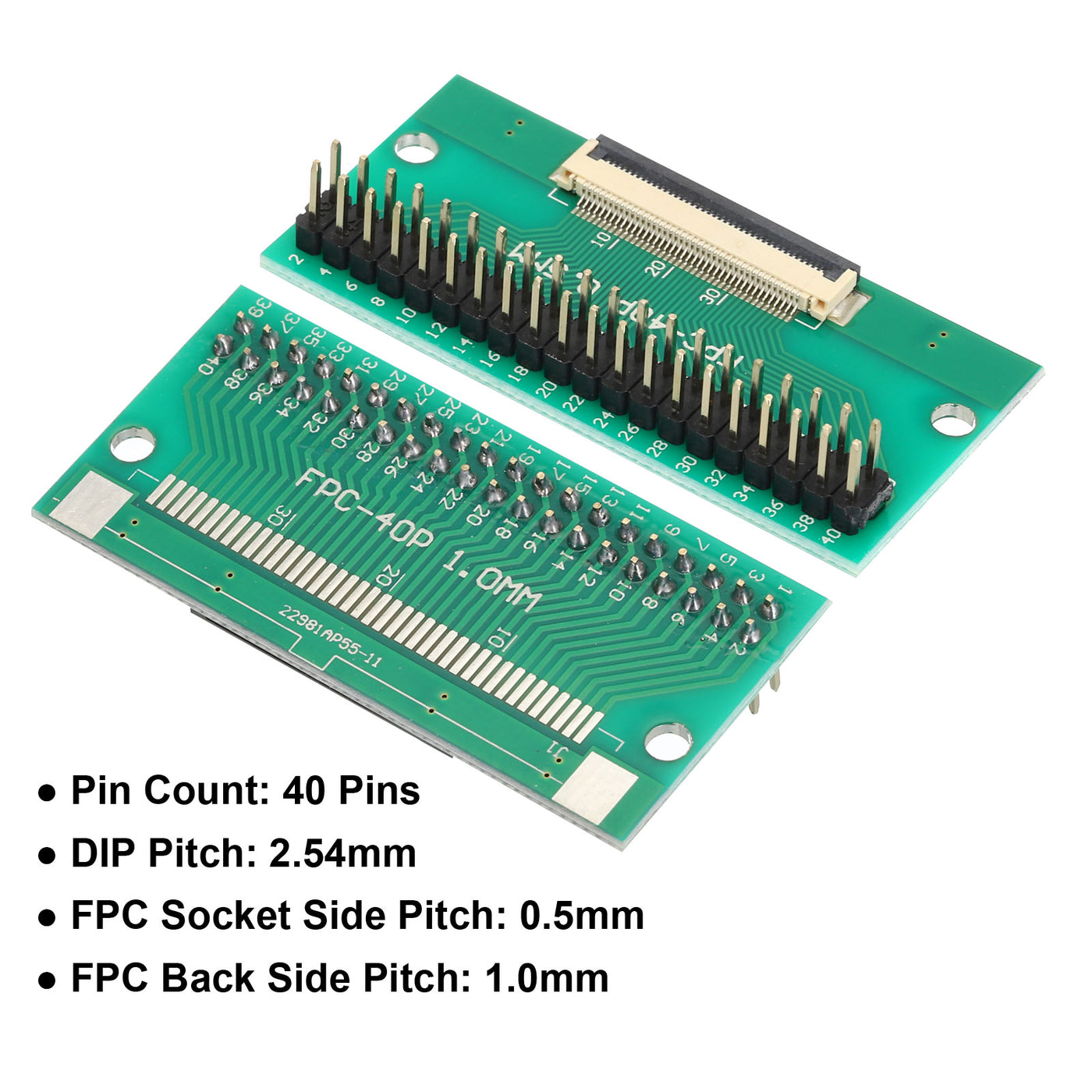 Harfington FFC FPC Connector Board 40 Pin 0.5mm 2.54mm to 1.0mm 2.54mm PCB Converter Board für LCD-TVs/Digitalkameras/Laptops