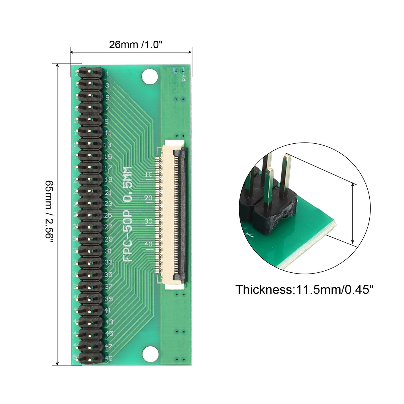 Harfington FFC FPC Connector Board 50 Pin 0.5mm 2.54mm to 1.0mm 2.54mm PCB Converter Board for DVD TV/Digital Cameras/Laptops