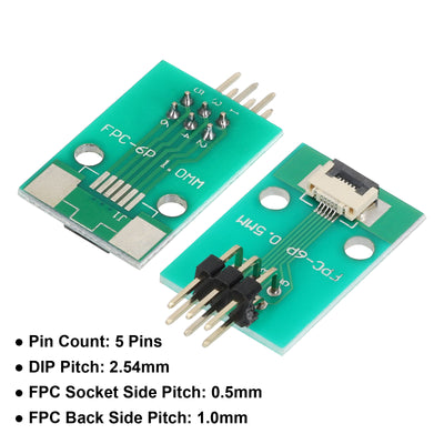 Harfington FFC FPC Connector Board 5 Pin 0.5mm 2.54mm to 1.0mm 2.54mm PCB Converter Board for DVD TV/Digital Cameras/Laptops