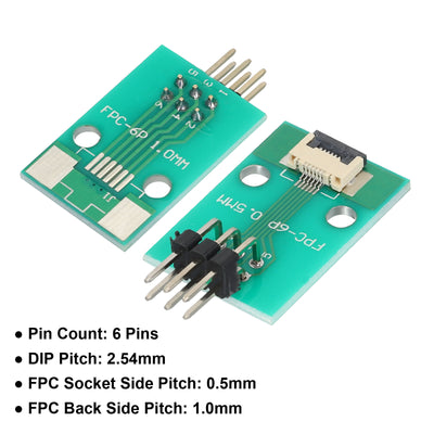 Harfington FFC FPC Connector Board 6 Pin 0.5mm 2.54mm to 1.0mm 2.54mm PCB Converter Board for DVD TV/Digitalkameras/Laptops