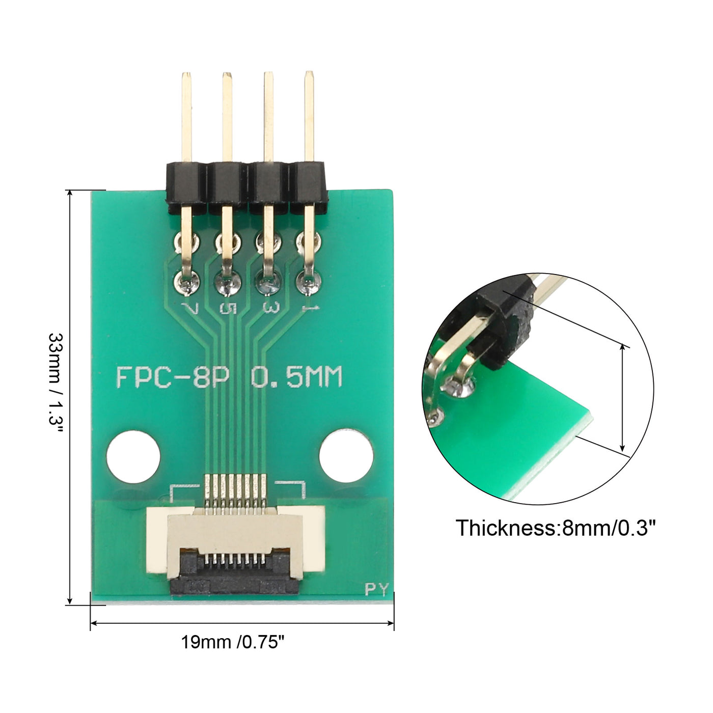 Harfington FFC FPC Connector Board 8 Pin 0.5mm 2.54mm auf 1.0mm 2.54mm PCB Konverterplatine für LCD-TVs/Digitalkameras/Laptops