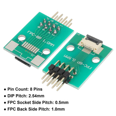 Harfington FFC FPC Connector Board 8 Pin 0.5mm 2.54mm auf 1.0mm 2.54mm PCB Konverterplatine für LCD-TVs/Digitalkameras/Laptops