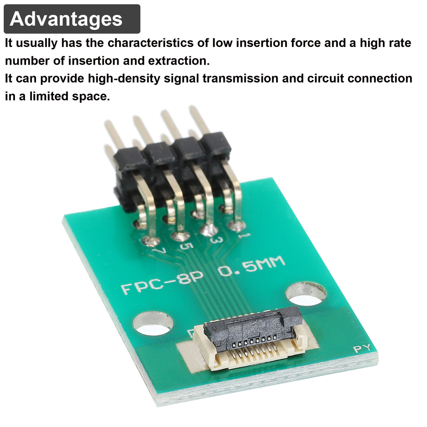 Harfington FFC FPC Connector Board 8 Pin 0.5mm 2.54mm auf 1.0mm 2.54mm PCB Konverterplatine für LCD-TVs/Digitalkameras/Laptops