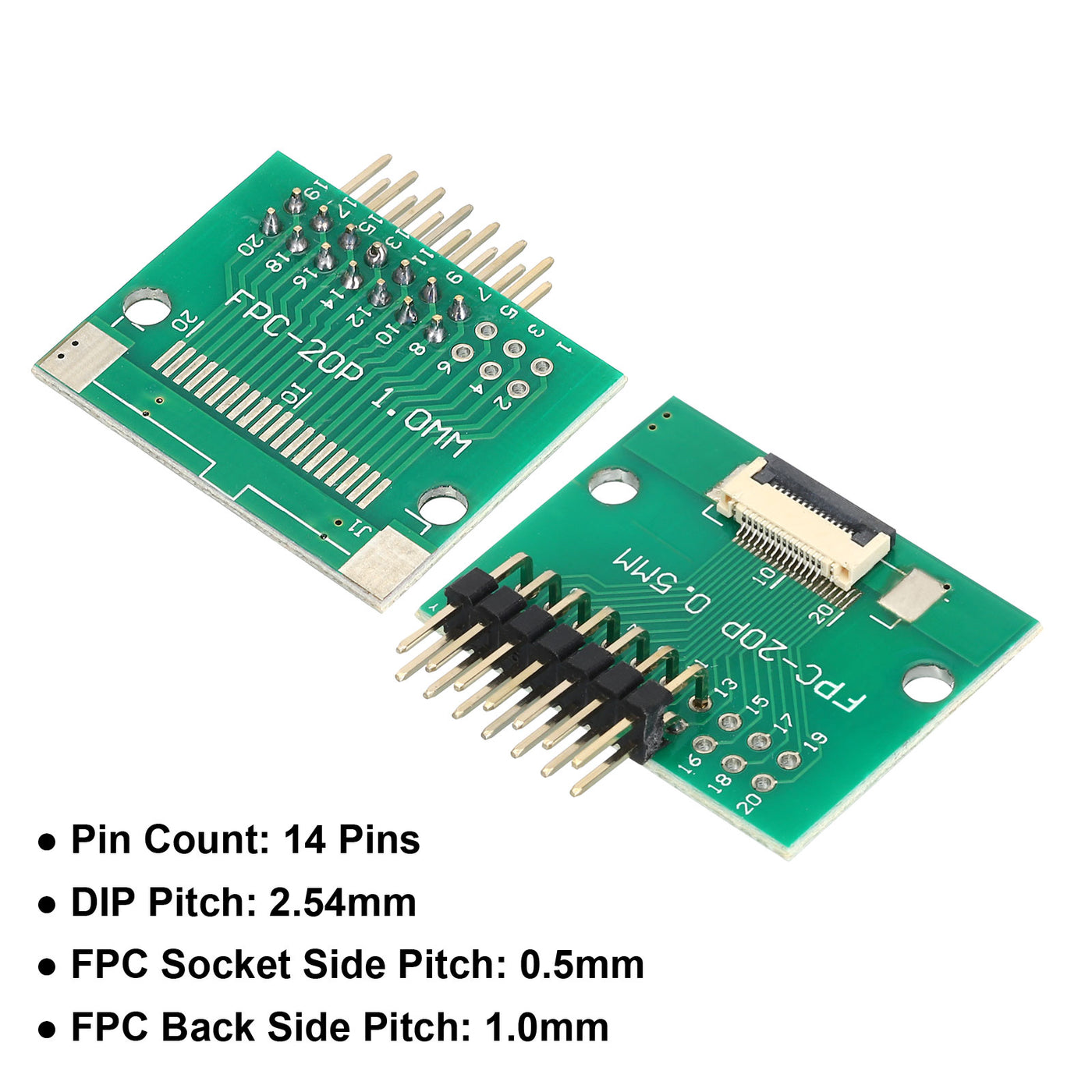 Harfington FFC FPC Connector Board 14 Pin 0.5mm 2.54mm to 1.0mm 2.54mm PCB Converter Board for DVD TV/Digital Cameras/Laptops