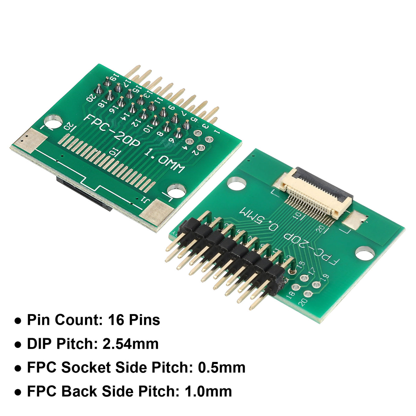 Harfington FFC FPC Connector Board 16 Pin 0.5mm 2.54mm to 1.0mm 2.54mm PCB Converter Board for DVD TV/Digitalkameras/Laptops