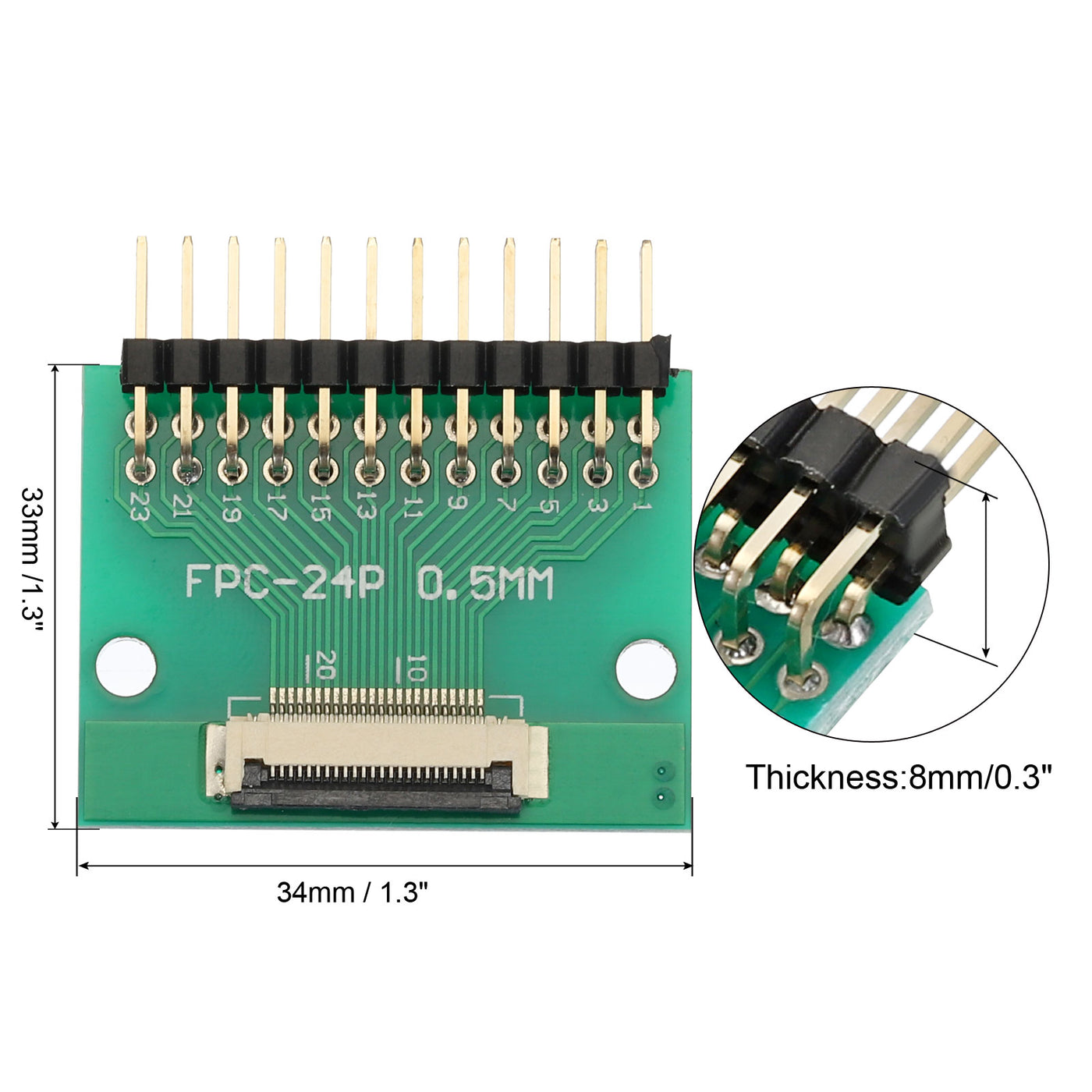 Harfington FFC FPC Connector Board 24 Pin 0.5mm 2.54mm auf 1.0mm 2.54mm PCB Konverterplatine für DVD TV/Digitalkameras/Laptops