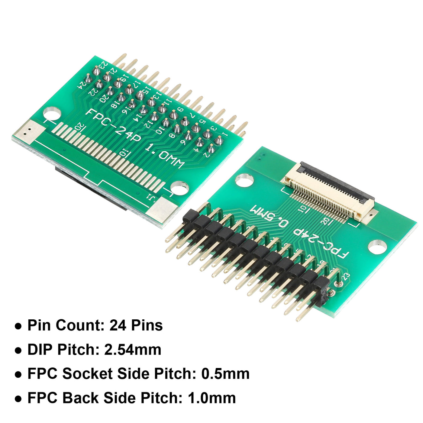 Harfington FFC FPC Connector Board 24 Pin 0.5mm 2.54mm auf 1.0mm 2.54mm PCB Konverterplatine für DVD TV/Digitalkameras/Laptops