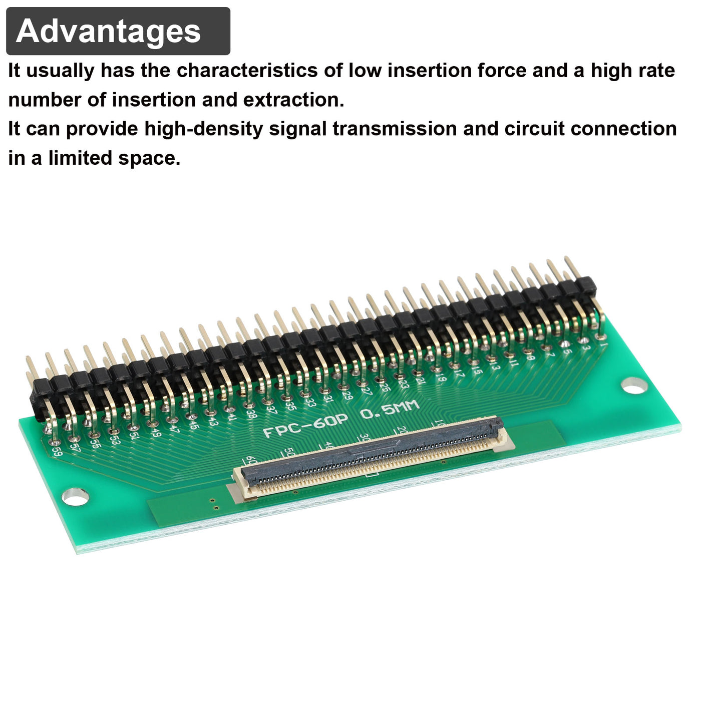 Harfington FFC FPC Connector Board 60 Pin 0.5mm 2.54mm to 1.0mm 2.54mm PCB Converter Board for LCD TVs/Digital Cameras/Laptops