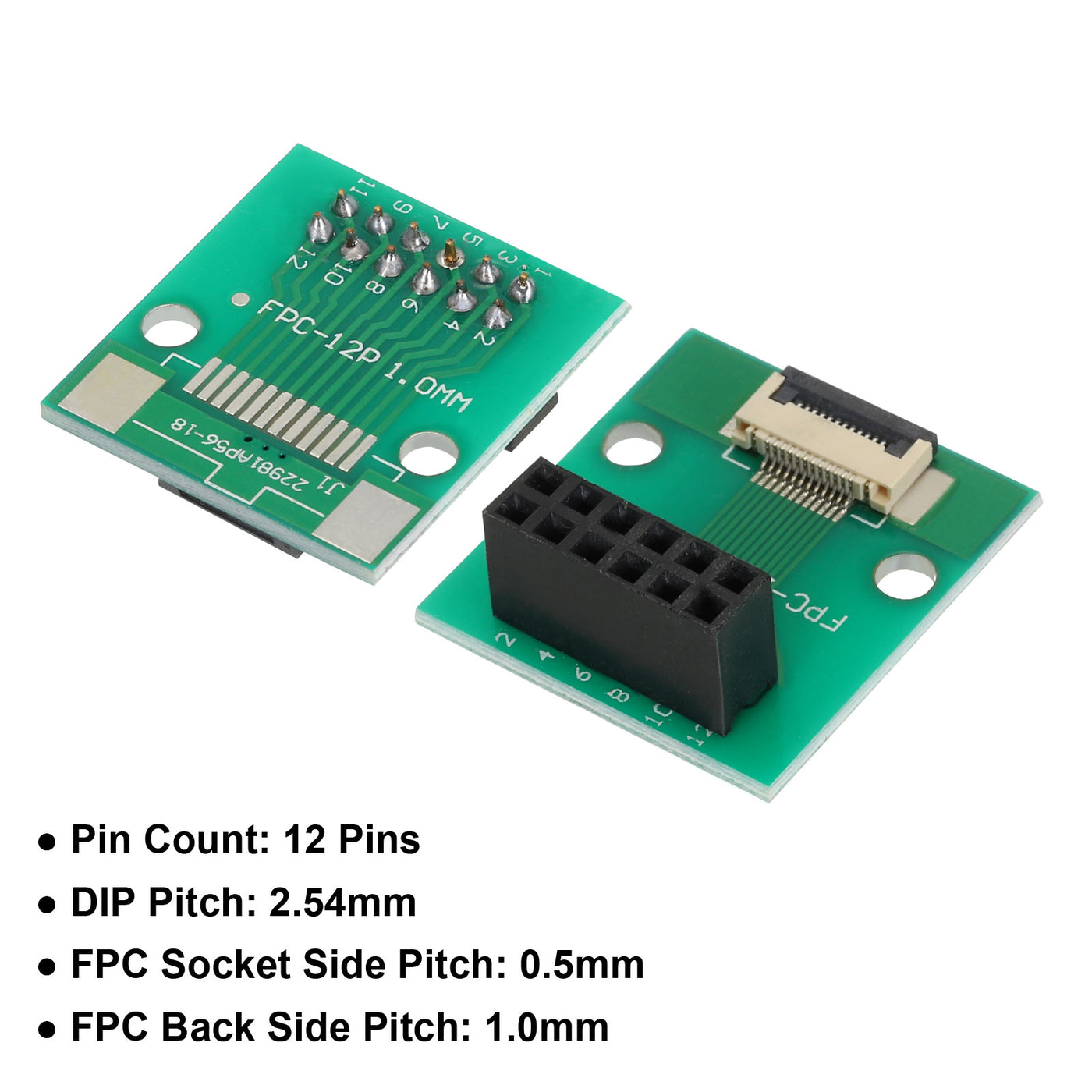 Harfington FFC FPC Connector Board 12 Pin 0.5mm 2.54mm to 1.0mm 2.54mm PCB Converter Board for DVD Player/Digital Cameras/Laptops