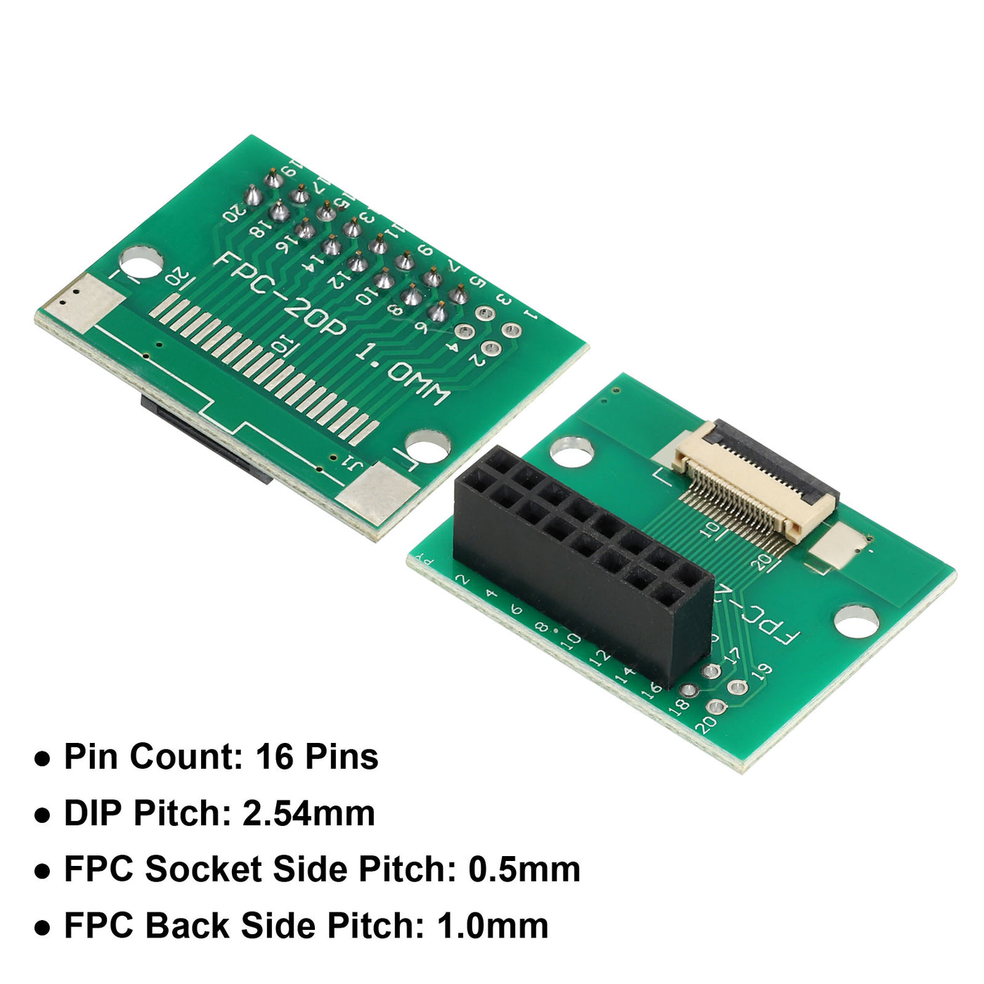 Harfington FFC FPC Connector Board 16 Pin 0.5mm 2.54mm to 1.0mm 2.54mm PCB Converter Board for DVD Player/Digital Cameras/Laptops