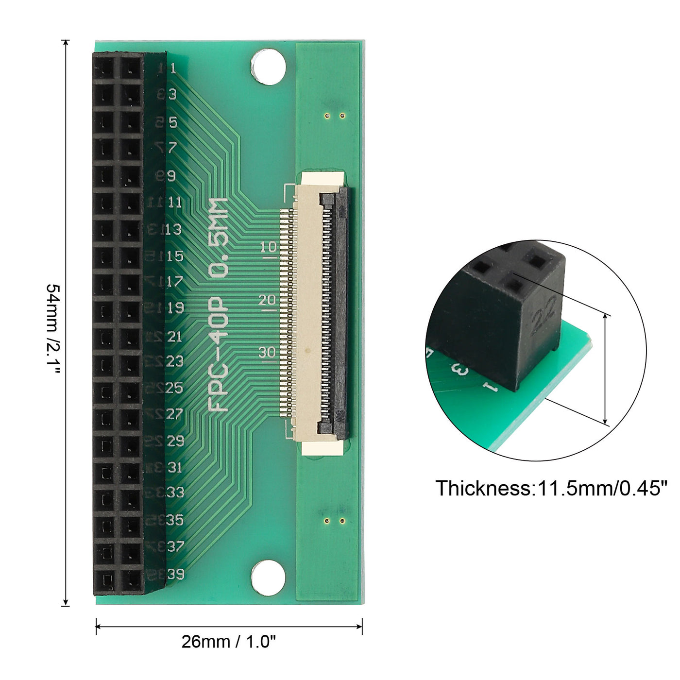 Harfington FFC FPC Connector Board 40 Pin 0.5mm 2.54mm to 1.0mm 2.54mm PCB Converter Board for DVD Player/Digital Cameras/Laptops