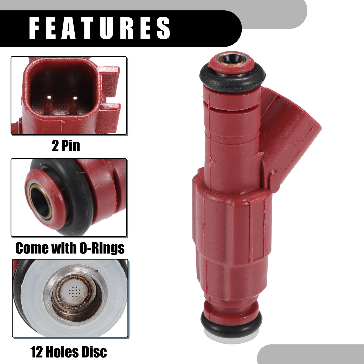 Partuto Fuel Injector - Car Inner 12 Holes Engnie Fuel Injectors - for Dodge for Ram 1500 2500 5.2L Van V8 2000-2003 Metal Red - 4 Pcs