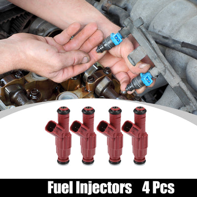 Harfington Fuel Injector - Car Inner 12 Holes Engnie Fuel Injectors - for Dodge for Ram 1500 2500 5.2L Van V8 2000-2003 Metal Red - 4 Pcs