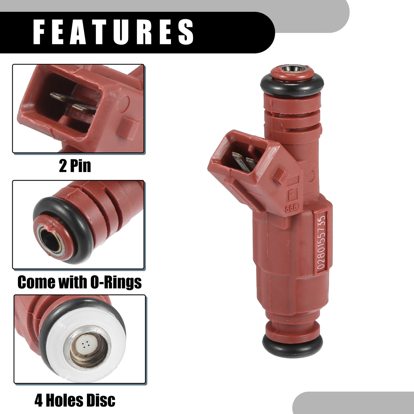 Partuto Fuel Injector - Car Inner 4 Holes Engnie Fuel Injectors - for Ford Explorer 1997-1998 Metal Red - 6 Pcs