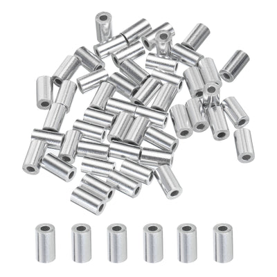 uxcell Uxcell 1/16" 1.5mm Aluminum Crimping Loop Sleeve Single Round Ferrule, Silver 50pcs