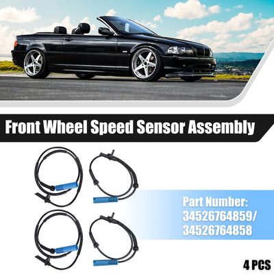 Harfington Uxcell 4pcs Front Rear Left Right Side ABS Wheel Speed Sensor No.34526764859 for BMW 325xi Base 3.0L L6 - Gas 2006