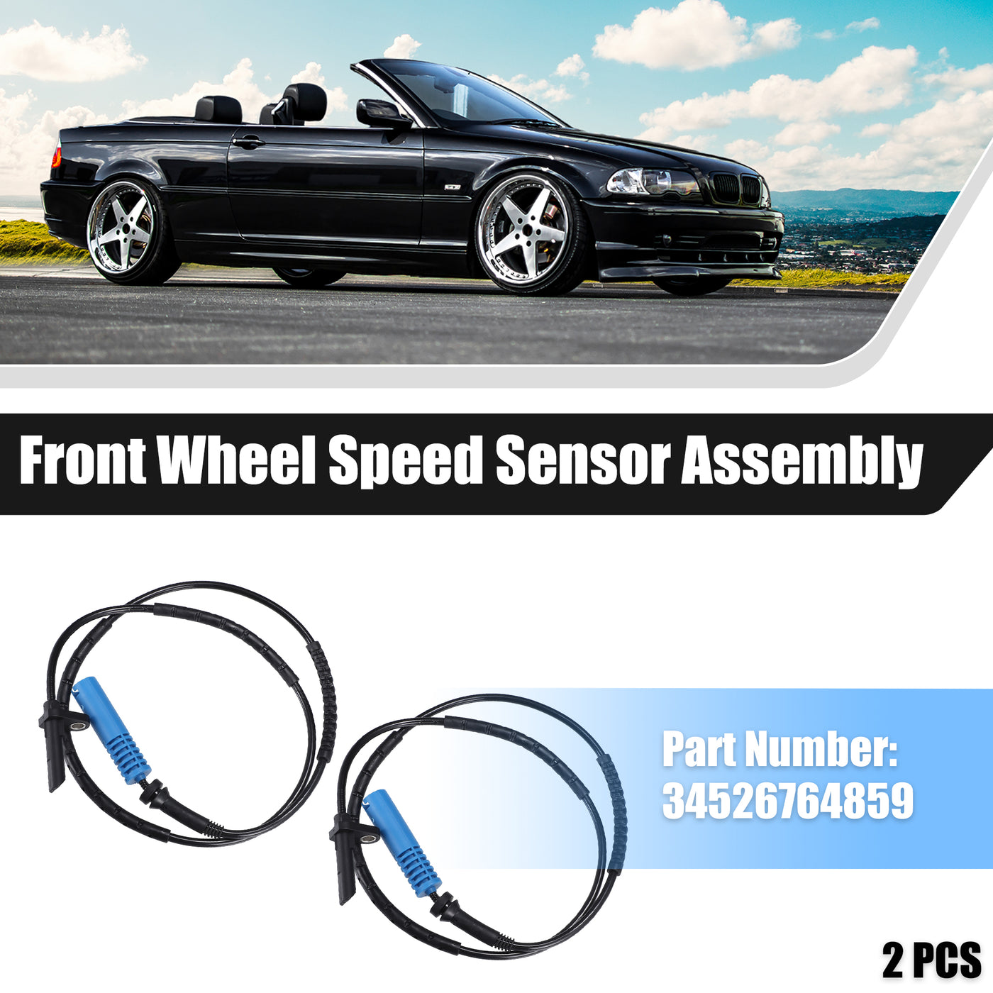 uxcell Uxcell 2pcs Rear Left Right Side ABS Wheel Speed Sensor No.34526764859 for BMW 330xi Base 3.0L L6 - Gas 2006