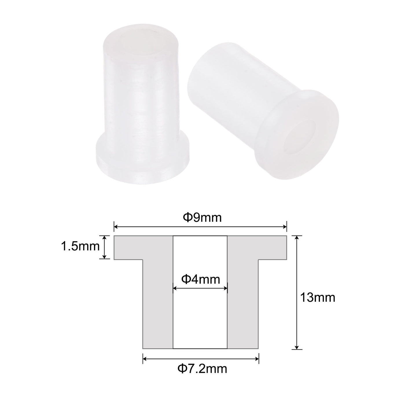 uxcell Uxcell 12pcs Flanged Sleeve Bearings 4mm ID 7.2mm OD 13mm Length Nylon Bushings, White