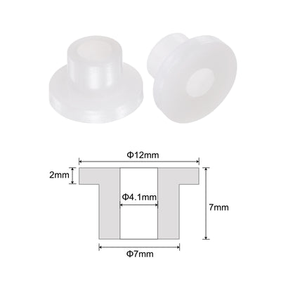 Harfington Uxcell 12pcs Flanged Sleeve Bearings 4.2mm ID 7mm OD 7mm Length Nylon Bushings, White