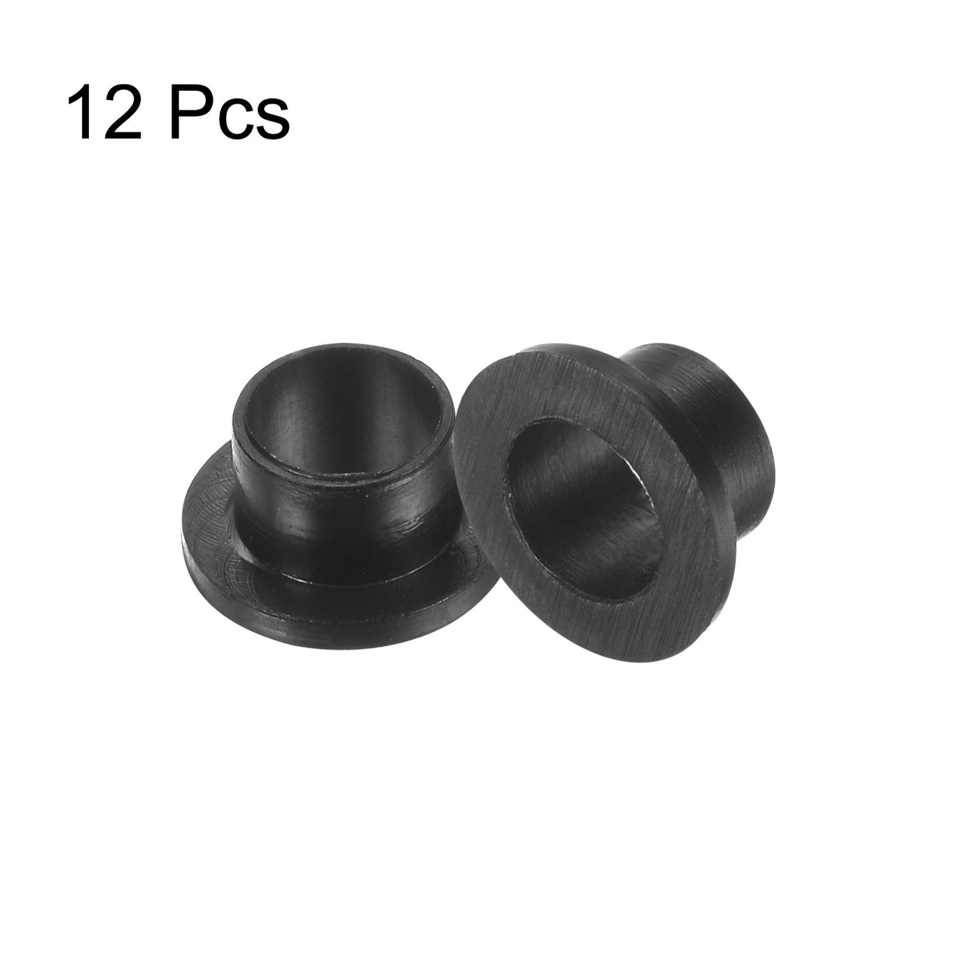 uxcell Uxcell 12pcs Flanged Sleeve Bearings 5.1mm ID 6mm OD 4.5mm Length Nylon Bushings, Black