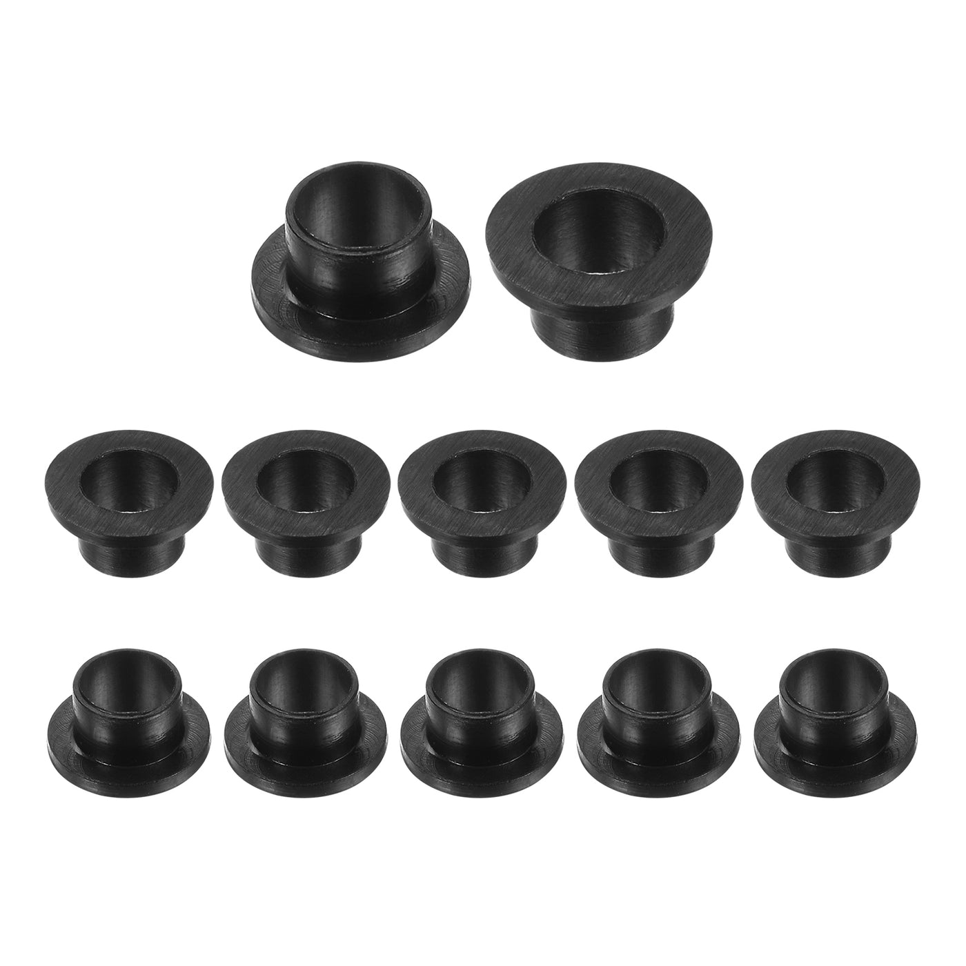 uxcell Uxcell 12pcs Flanged Sleeve Bearings 5.1mm ID 6mm OD 4.5mm Length Nylon Bushings, Black