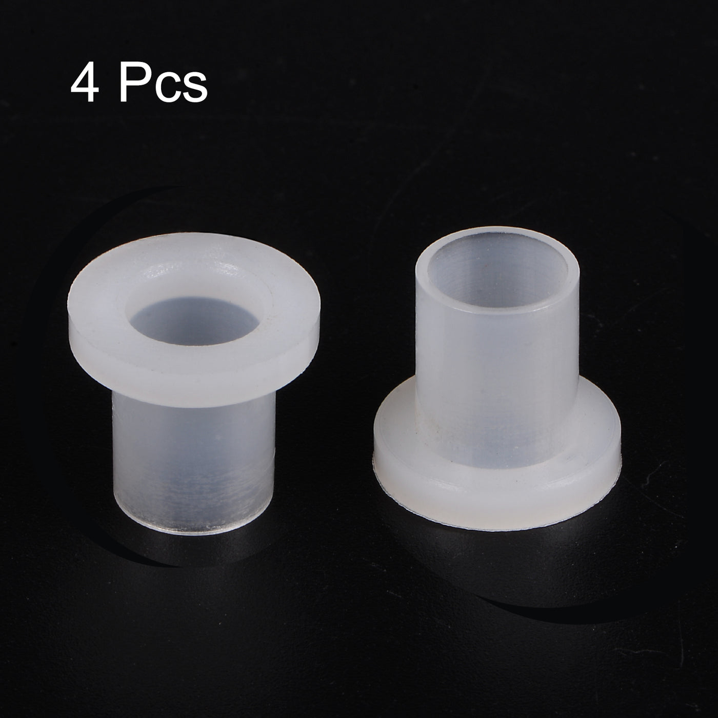 uxcell Uxcell 4pcs Flanged Sleeve Bearings 9.4mm ID 11.2mm OD 15.5mm L, Nylon Bushings, White