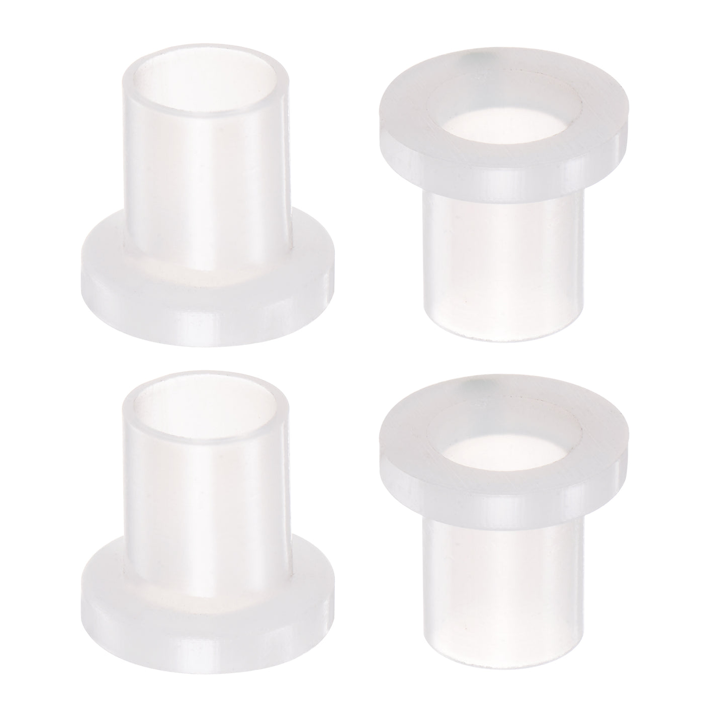 uxcell Uxcell 4pcs Flanged Sleeve Bearings 9.4mm ID 11.2mm OD 15.5mm L, Nylon Bushings, White