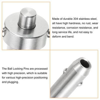 Harfington Uxcell Kugelverriegelungsstifte mit Knopfgriff, 5 mm Stift-Durchmesser, 15 mm Verwendungslänge, Schnellverschlussstift mit Sicherungsseil, 304 Edelstahl