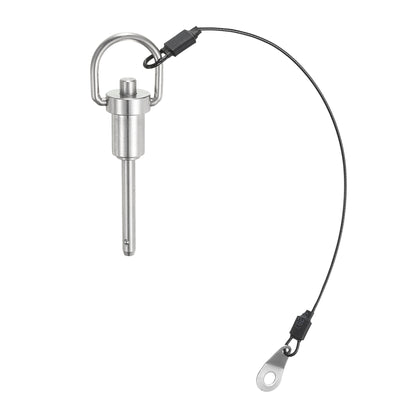 Harfington Uxcell Ball Locking Pins with Button Handle, 5mm Pin Dia. 30mm Usage Length Push-Button Quick Release Pin with Lanyard Cable, 304 Stainless Steel