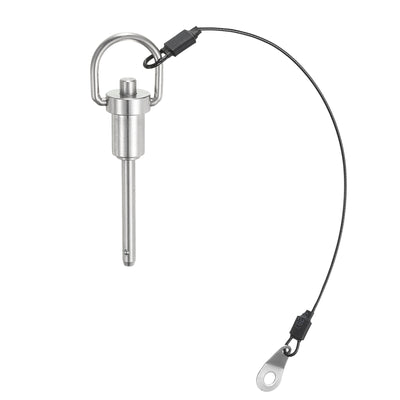 Harfington Uxcell Ball Locking Pins with Button Handle, 5mm Pin Dia. 35mm Usage Length Push-Button Quick Release Pin with Lanyard Cable, 304 Stainless Steel