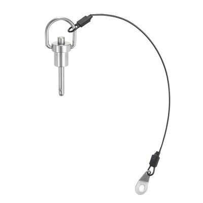 Harfington Uxcell Ball Locking Pins with Button Handle, 6mm Pin Dia. 20mm Usage Length Push-Button Quick Release Pin with Lanyard Cable, 304 Stainless Steel