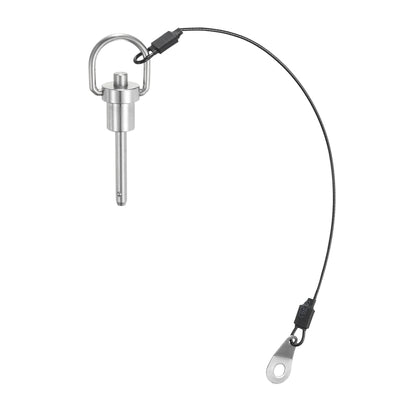 Harfington Uxcell Ball Locking Pins with Button Handle, 6mm Pin Dia. 30mm Usage Length Push-Button Quick Release Pin with Lanyard Cable, 304 Stainless Steel