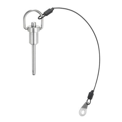 Harfington Uxcell Ball Locking Pins with Button Handle, 6mm Pin Dia. 45mm Usage Length Push-Button Quick Release Pin with Lanyard Cable, 304 Stainless Steel