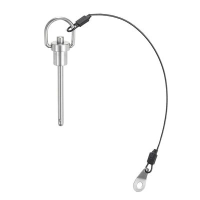 uxcell Uxcell Ball Locking Pins with Button Handle, 6mm Pin Dia. 50mm Usage Length Push-Button Quick Release Pin with Lanyard Cable, 304 Stainless Steel