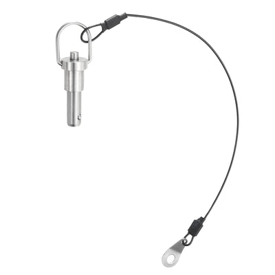 Harfington Uxcell Ball Locking Pins with Button Handle, 8mm Pin Dia. 10mm Usage Length Push-Button Quick Release Pin with Lanyard Cable, 304 Stainless Steel