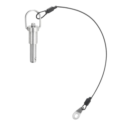 Harfington Uxcell Ball Locking Pins with Button Handle, 8mm Pin Dia. 20mm Usage Length Push-Button Quick Release Pin with Lanyard Cable, 304 Stainless Steel